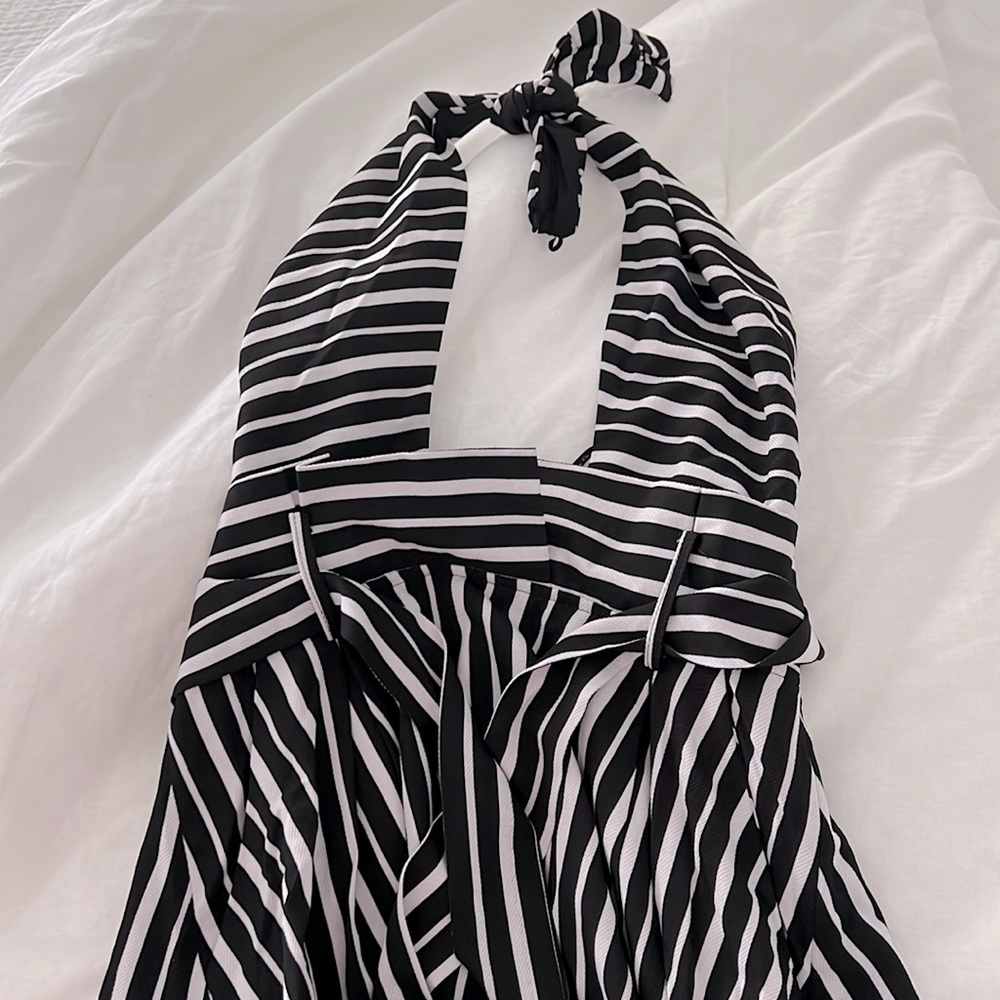 Black/white striped halter top maxi dress.Size S NEW
